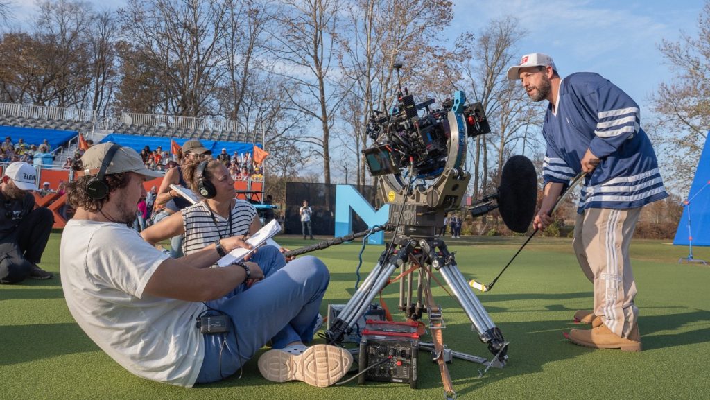 Kyle Newacheck and Adam Sandler from the set of 'Happy Gilmore 2.'