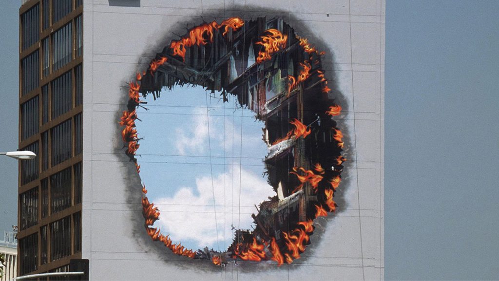 Drivers on Sunset Boulevard in the summer of 1998 might have done a double take when they saw this promotion for Armageddon, which made it look like an asteroid had blown through a building.