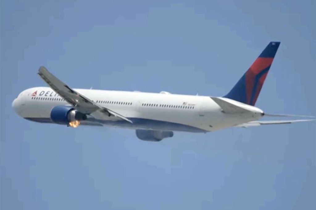 Delta Flight's Engine Bursts into Flames Shortly After L.A. Takeoff: Watch