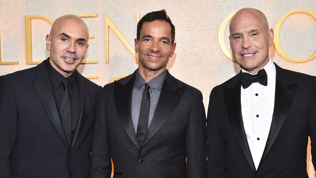 Chris McCarthy, George Cheeks, Brian Robbins during the 82nd Annual Golden Globes held at The Beverly Hilton on January 05, 2025 in Beverly Hills, California.
