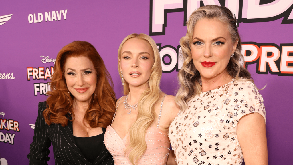 (L-R) Lisa Ann Walter, Lindsay Lohan and Elaine Hendrix.