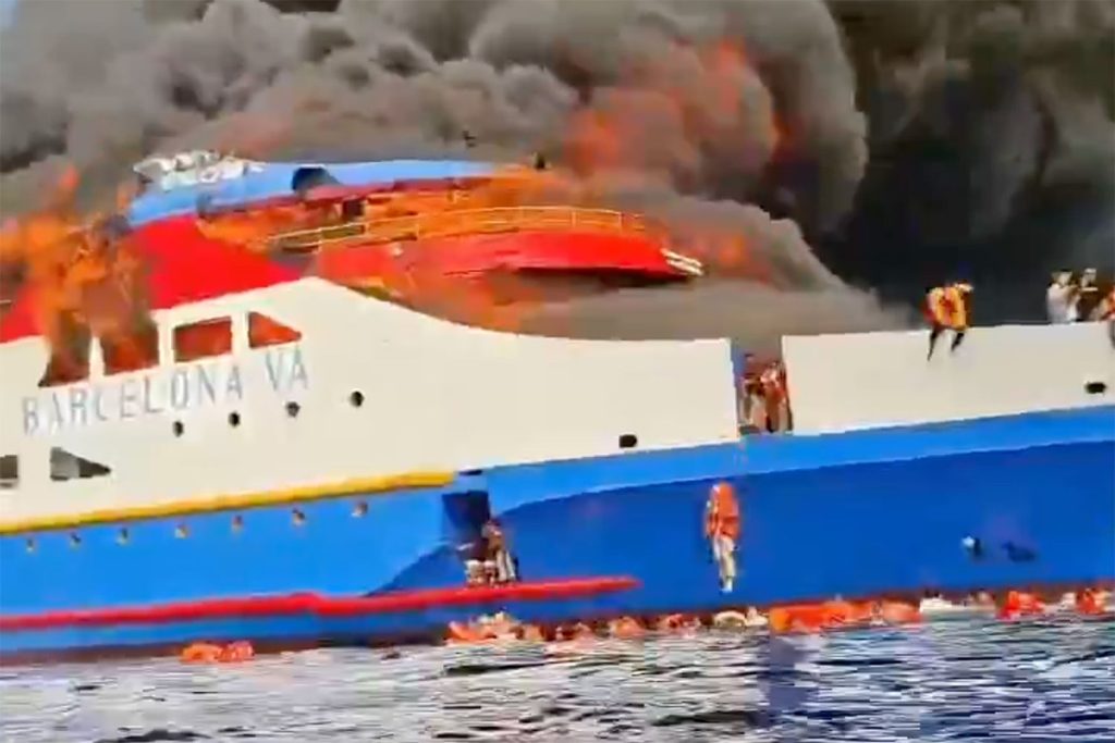 Passengers Forced to Jump into the Sea After Ferry Bursts into Flames