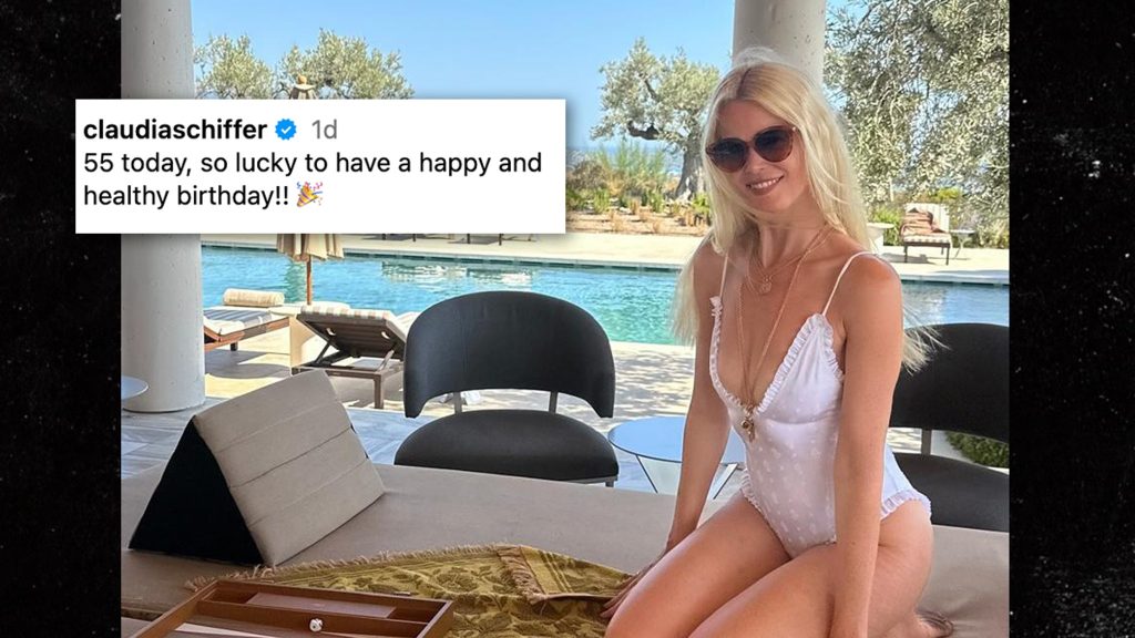 Claudia Schiffer Looks Hotter Than Ever in a Bathing Suit as She Turns 55