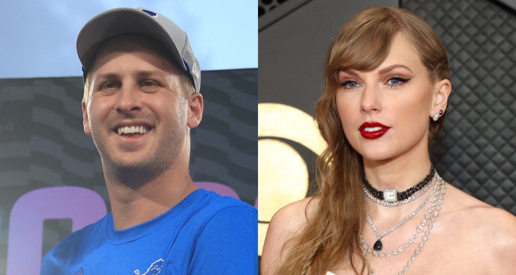 Jared Goff Reacts to Taylor Swift Name-Dropping Him on ‘New Heights’ Podcast | Jared Goff, Taylor Swift | Just Jared: Celebrity News and Gossip