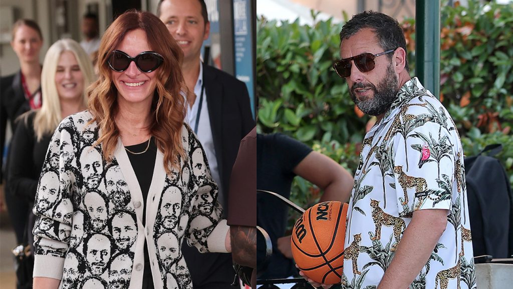 Julia Roberts and Adam Sandler arriving at the Venice Film Festival