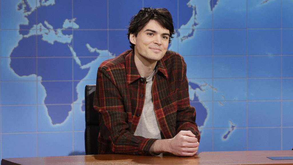 Saturday Night Live - Season 48 Michael Longfellow during Weekend Update on Saturday, December 3, 2022
