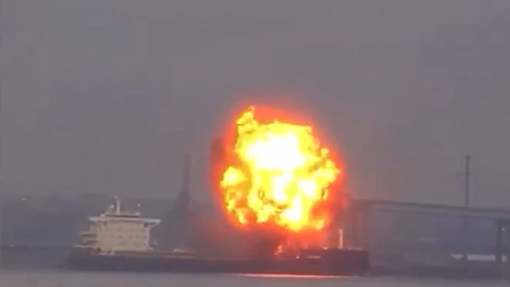 Ship Explodes Near Key Bridge in Baltimore