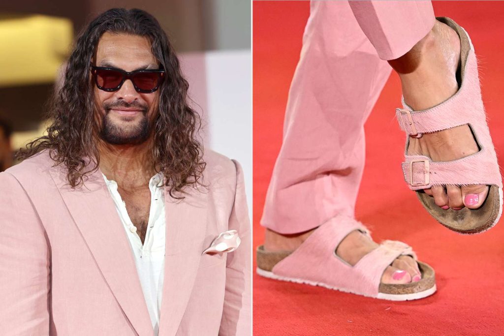 Jason Momoa Goes All Pink, Including His Toe Nails, on the Venice Red Carpet