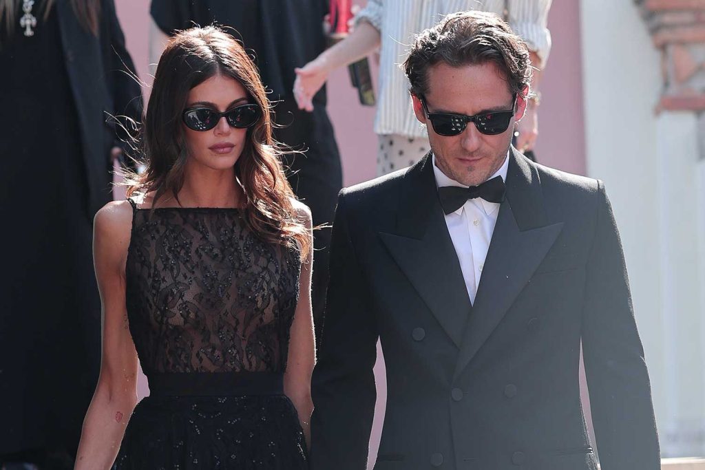 Kaia Gerber Wears Sheer Lace Dress for Loved-Up Red Carpet Moment with Lewis Pullman at Venice Film Festival