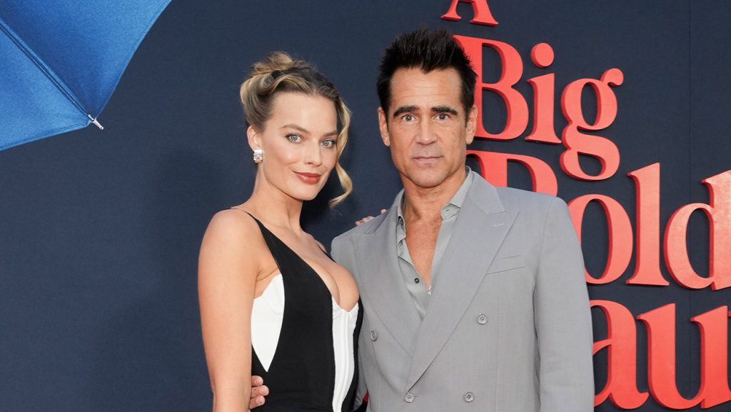 Margot Robbie, Colin Farrell at A Big Bold Beautiful Journey US Premiere held at AMC Lincoln Square on September 15, 2025 in New York, New York.