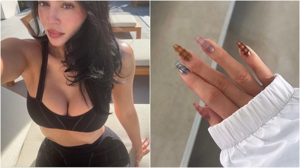 Kylie Jenner's Plaid Nails Add a Sheer Twist to Winter's Top Manicure Trend