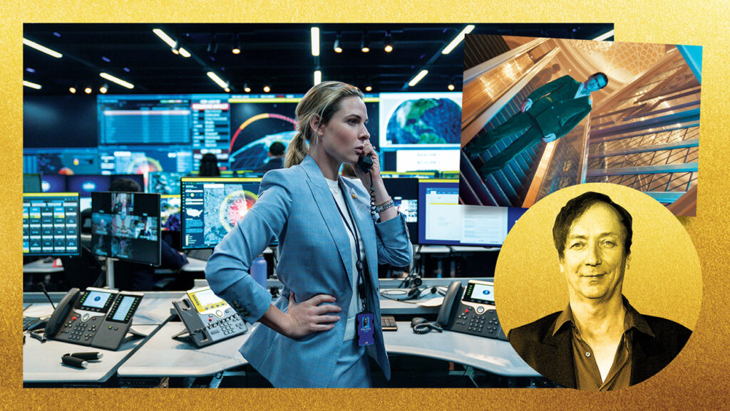 From left: Rebecca Ferguson in A House of Dynamite; composer Volker Bertelmann; Colin Farrell in Ballad of a Small Player.