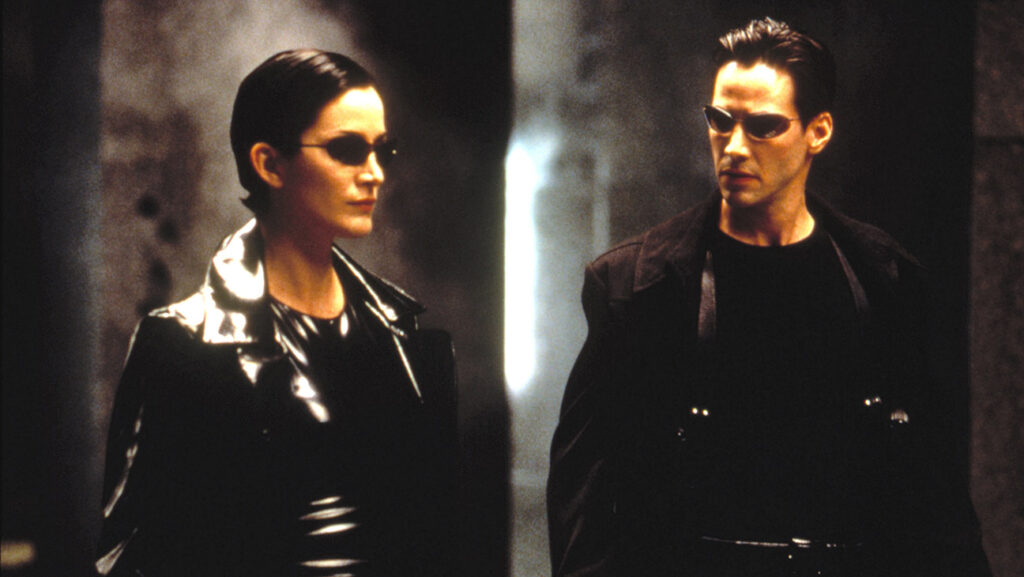The Matrix, Carrie-Anne Moss, Keanu Reeves, 1999.