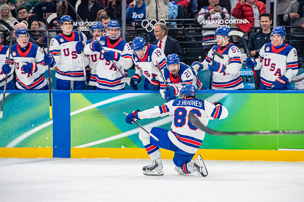 How to Watch the USA vs. Canada Men’s Hockey Gold Medal Game MILAN, ITALY - FEBRUARY 20: Jack Hughes #86 of United States celebrates his goal during the Men's Semifinal match between United States and Slovakia on day fourteen of the Milano Cortina 2026 Winter Olympic games at Milano Santagiulia Ice Hockey Arena on February 20, 2026 in Milan, Italy. (Photo by RvS.Media/Monika Majer/Getty Images)