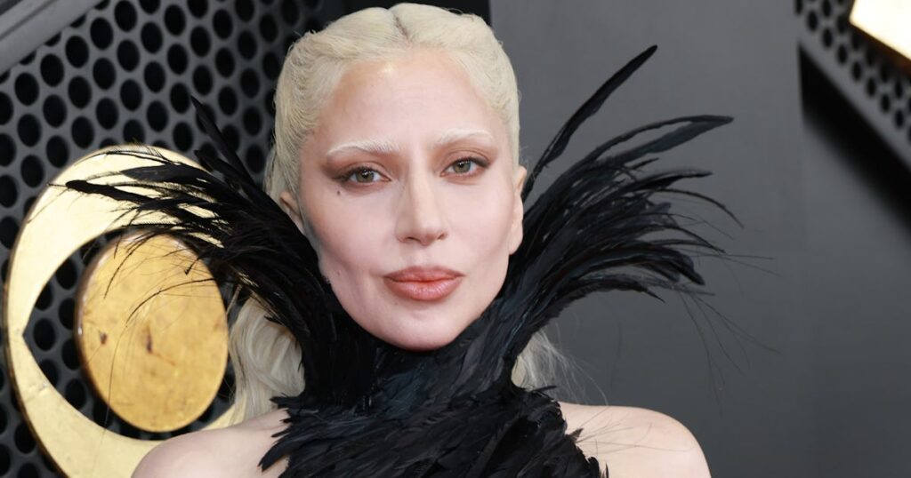 Lady Gaga's Dramatic Feather Dress Commits to Mayhem at the 2026 Grammys