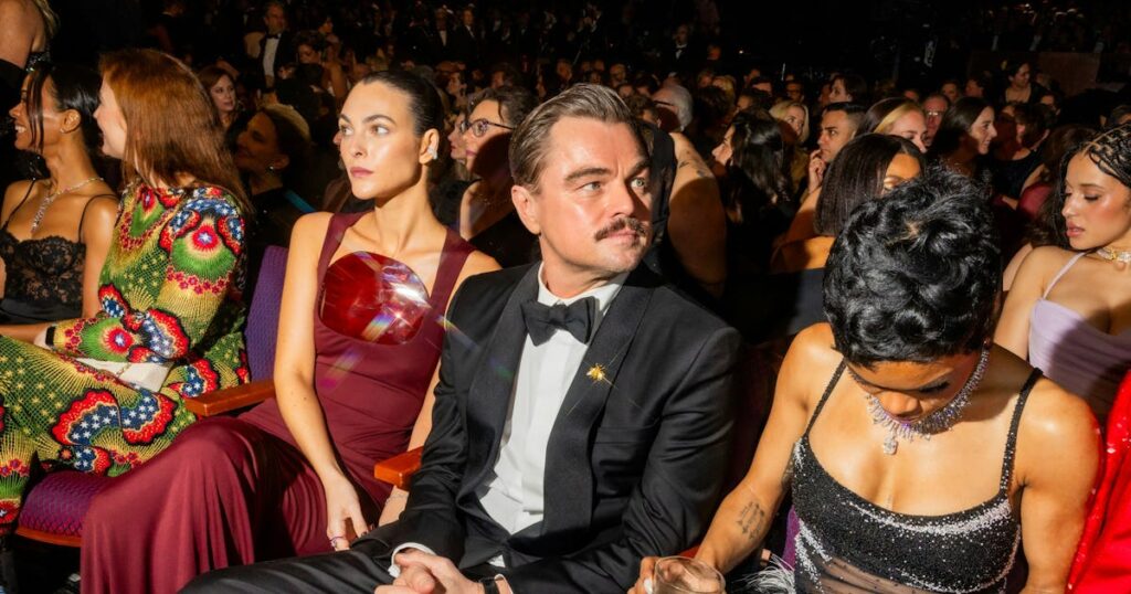 A Mustached Leonardo DiCaprio & Vittoria Ceretti Were the Oscars' Chicest Couple
