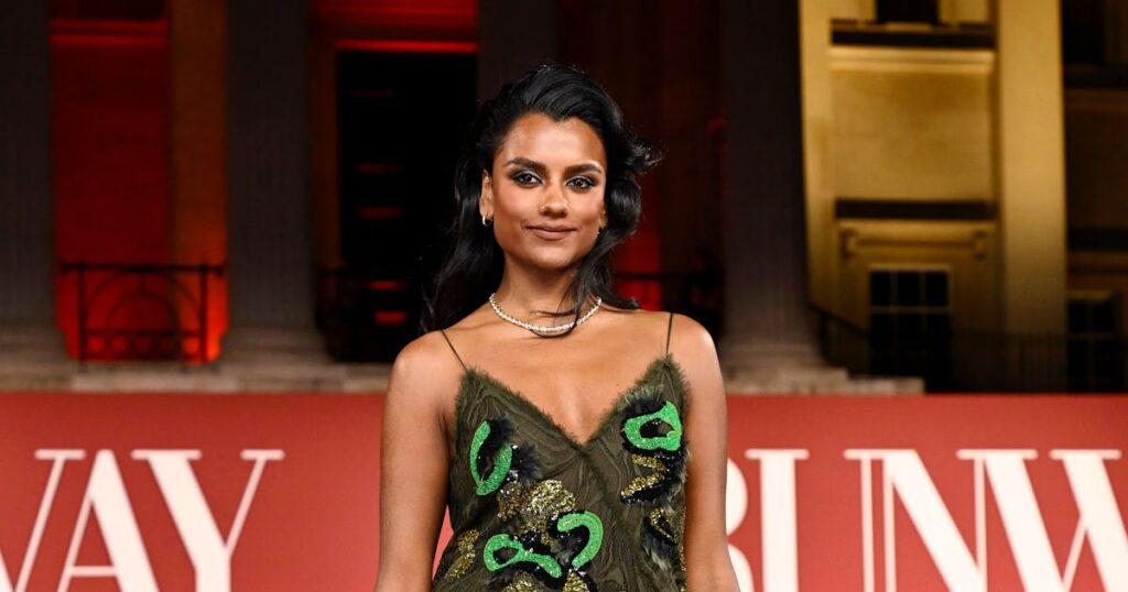 Simone Ashley's Archival Versace Party Dress is Peak Peacocking