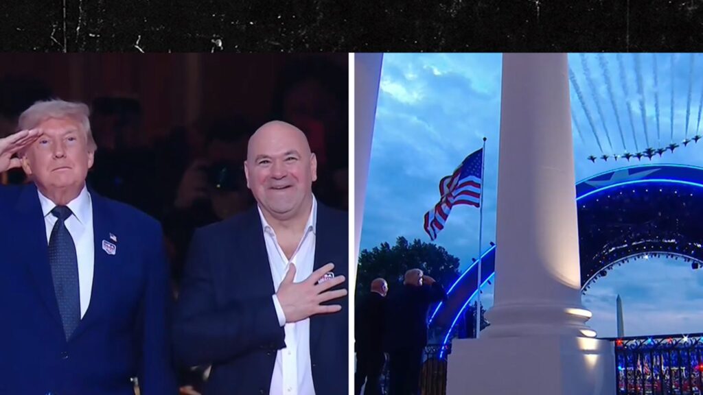 Donald Trump, Dana White Make Grand Entrance At UFC’s Freedom 250 Donald Trump, Dana White Make Grand Entrance At UFC's Freedom 250