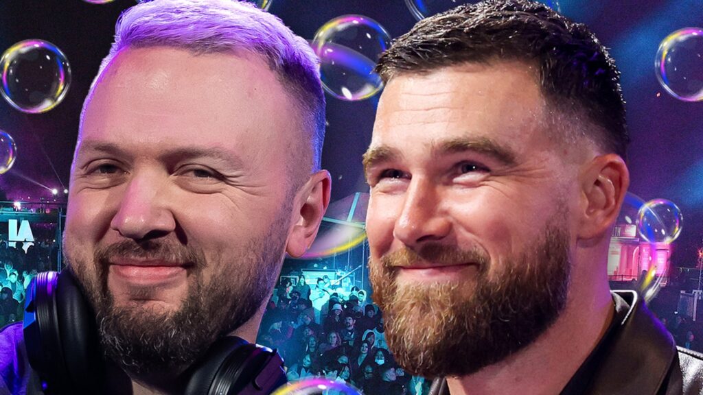 Travis Kelce Shoots Bubble Gun at Chris Lake Concert as Wedding Approaches Travis Kelce Shoots Bubble Gun at Chris Lake Concert as Wedding Approaches