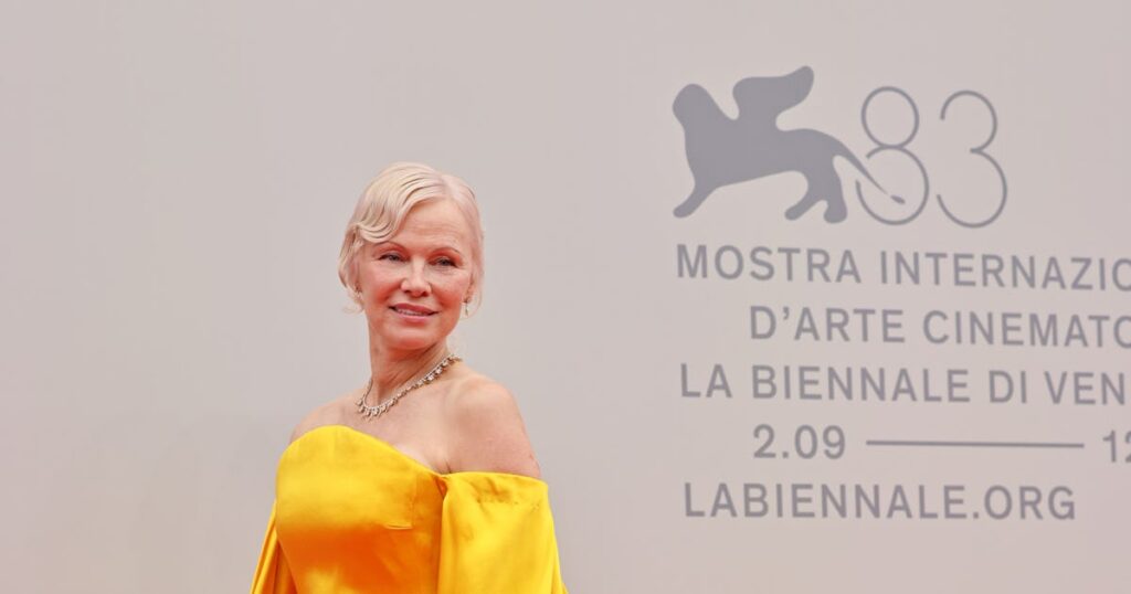 Pam Anderson Is Putting on a Masterclass in Rainbow-colored Glamour in Venice