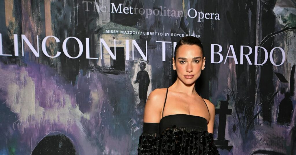 Dua Lipa Brings Sheer Glamour to the Opera in a Sequin Ferragamo Gown
